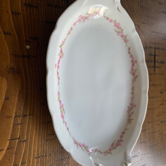 Vienna Austria Oval China Serving Platter Pink Floral Pattern 9" x 6" Oval - Picture 5 of 9